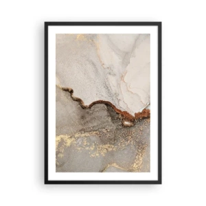 Plakat i sort ramme - Abstrakt marmormønster med guld- og kobberaccenter - 50x70cm - På farvegrænsen - Moderne vægdekoration til stue og soveværelse ARTTOR