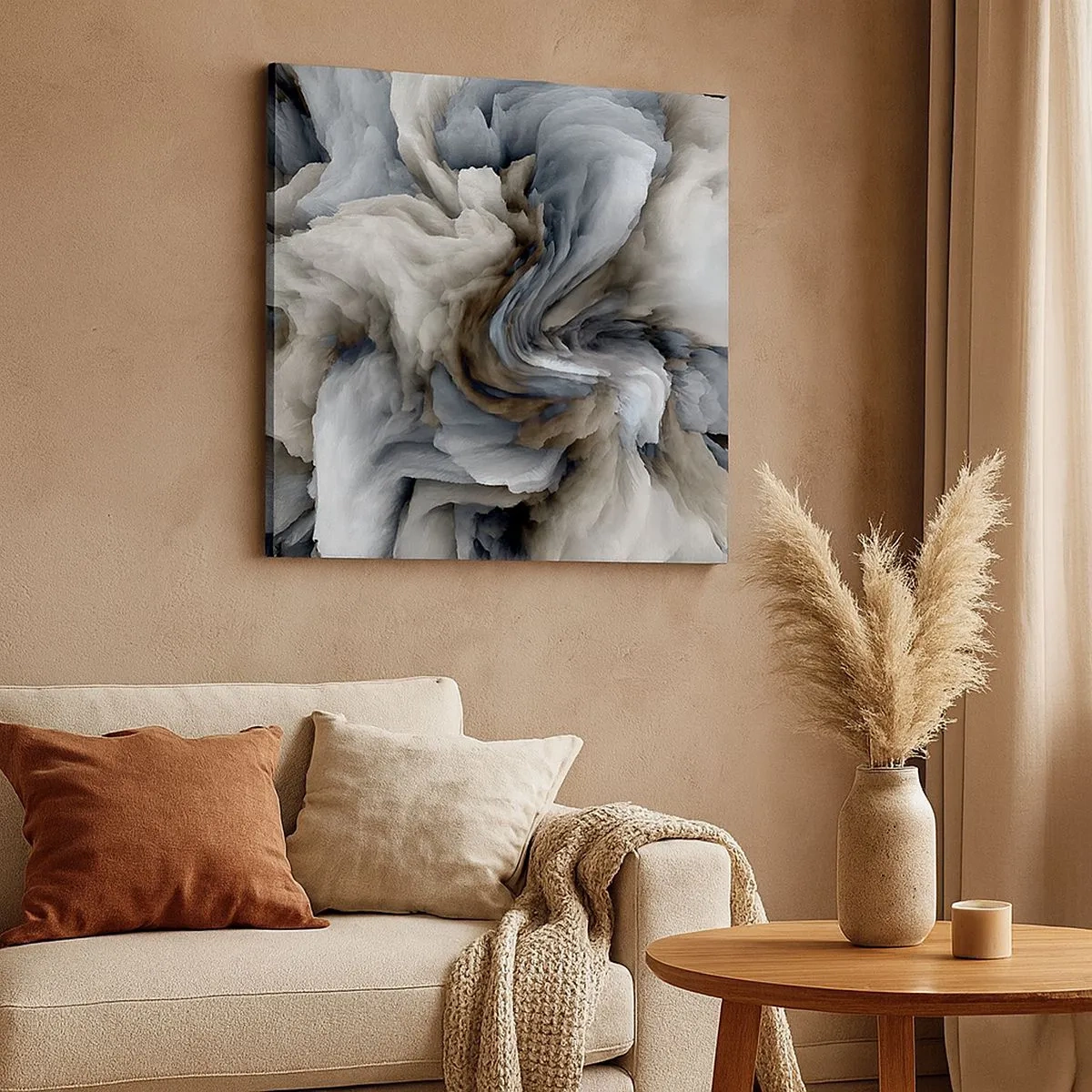 Lærredstryk - Billede på lærred - Sten og blomst - 30x30 cm