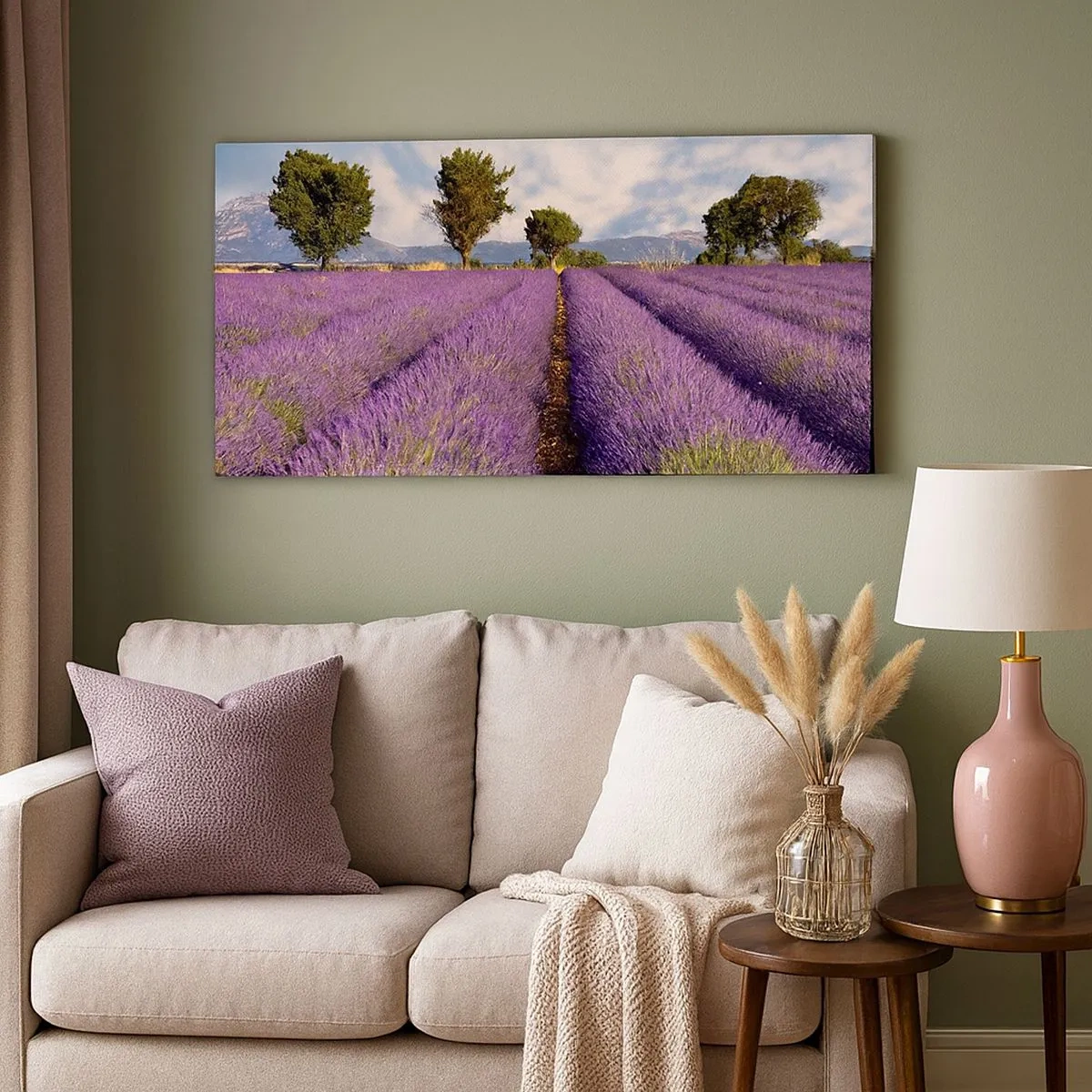 Lærredstryk - Billede på lærred - Enge med lavendel - 100x40 cm