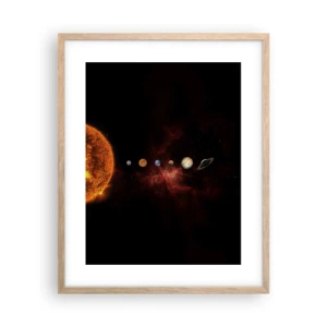 Plakat i ramme af lyst egetræ - Vores nabolag - 40x50 cm