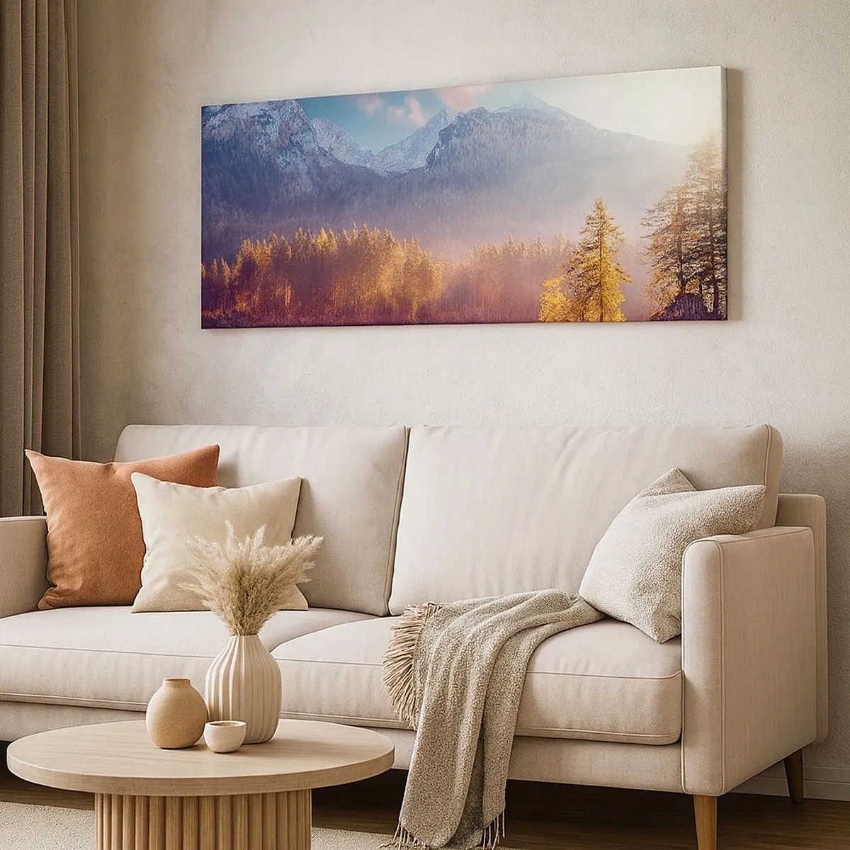 Lærredstryk - Billede på lærred - I bjerge og dale - 100x40 cm