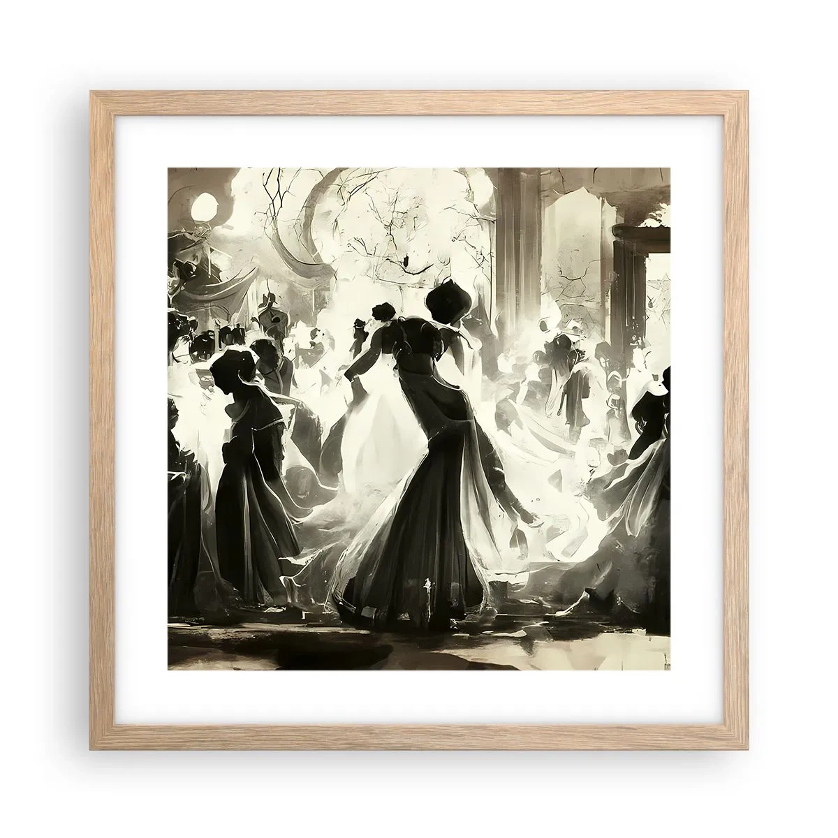 Plakat i ramme af lyst egetræ - Den store maskerade - 40x40 cm