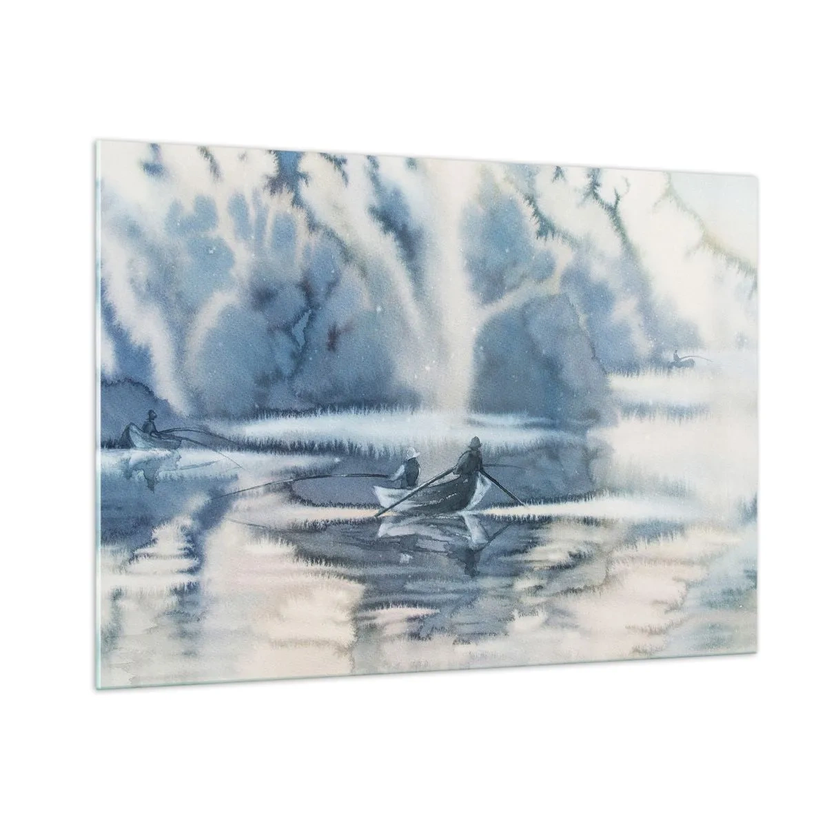 Billede på glas - Lystfiskere i deres paradis - 100x70 cm