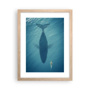 Plakat i ramme af lyst egetræ - Møde på havet - 30x40 cm