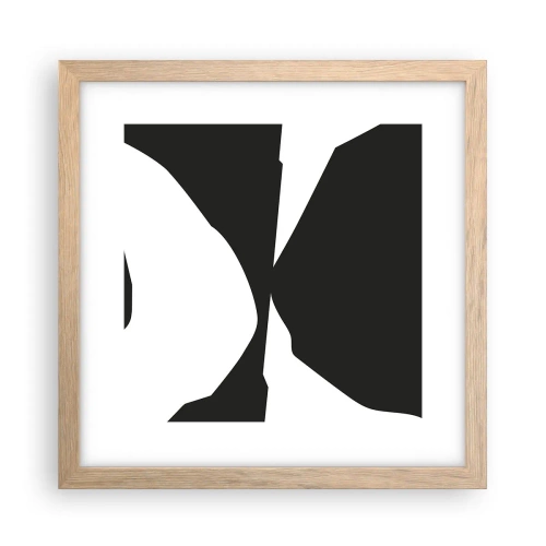 Plakat i ramme af lyst egetræ - Positiv-negativ - 30x30 cm
