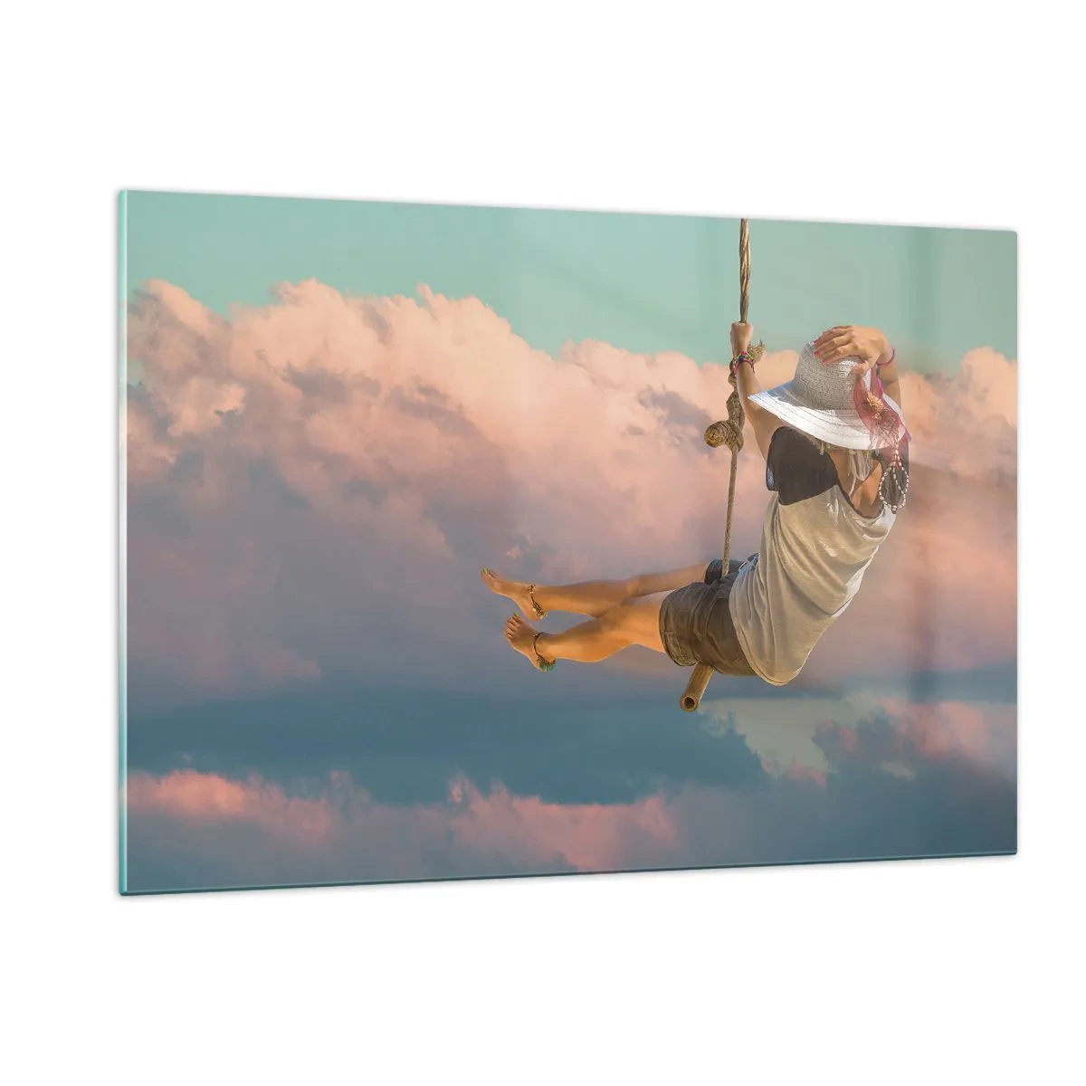 Billede på glas - Sjov i skyerne - 120x80 cm