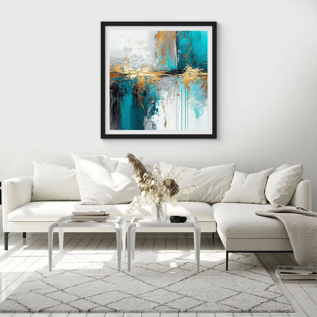 Plakat i sort ramme - Alting flyder - 30x30 cm