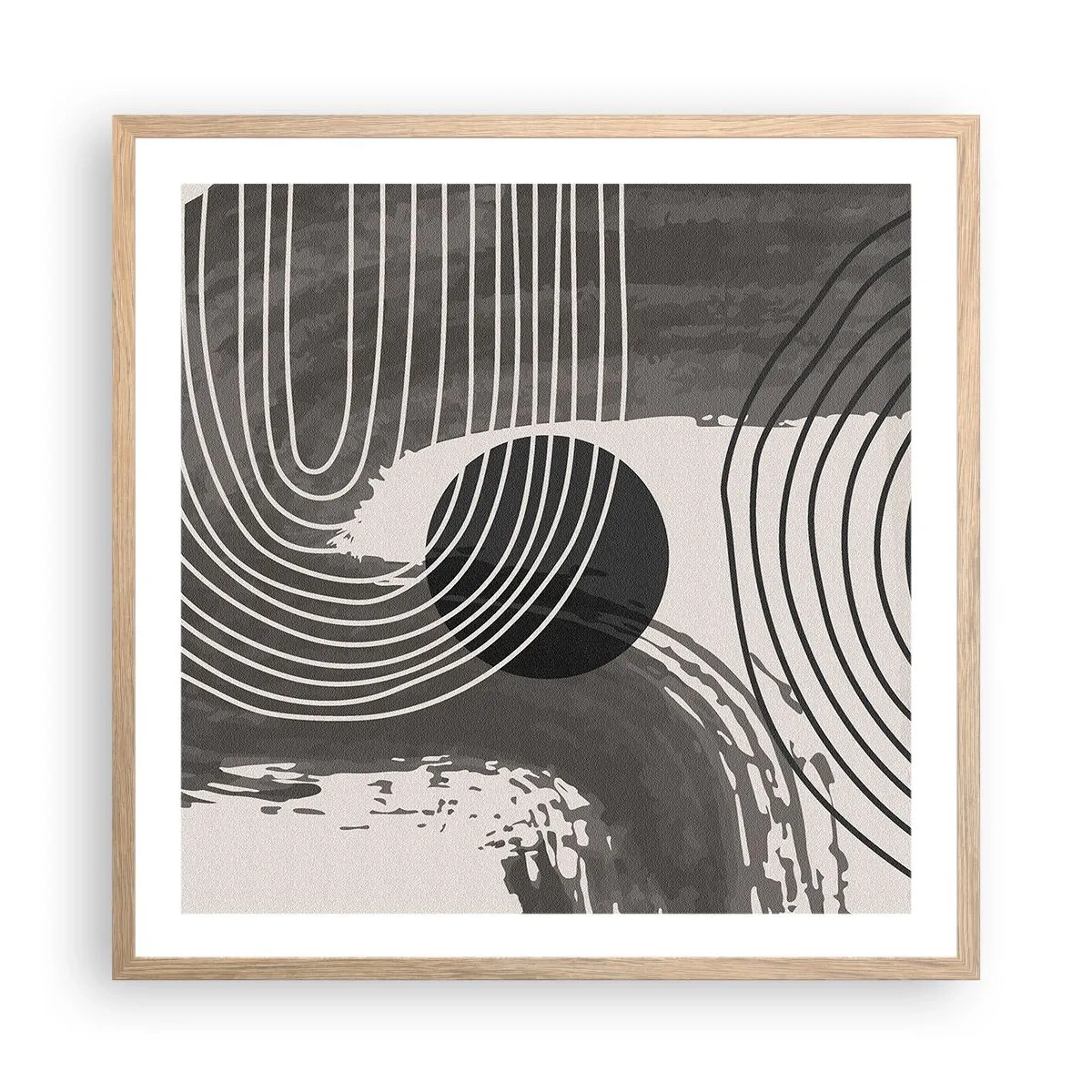 Plakat i ramme af lyst egetræ - Oval vinder - 60x60 cm