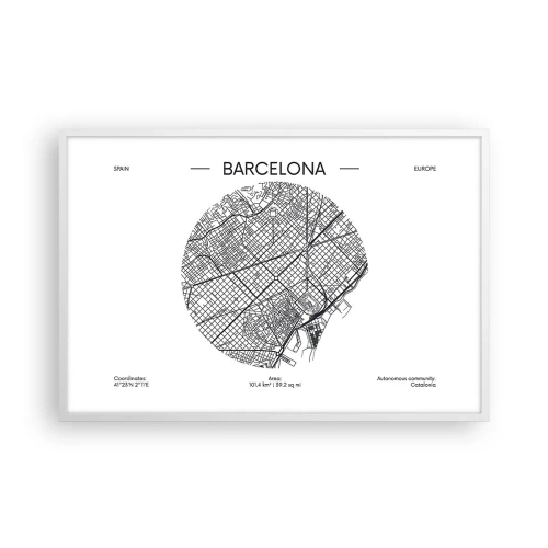 Plakat i hvid ramme - Barcelonas anatomi - 91x61 cm