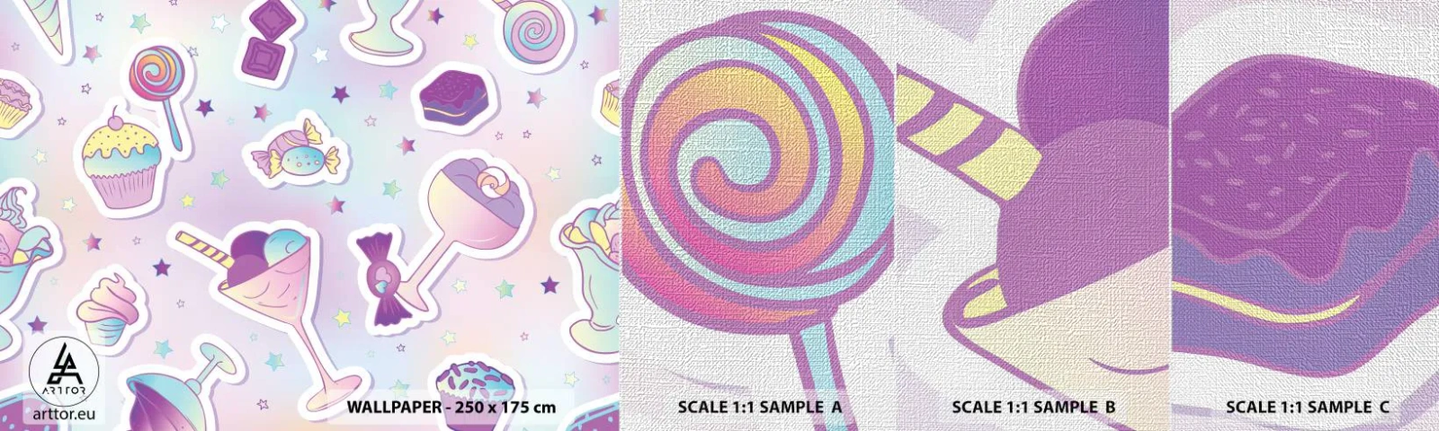 Prøve Fototapet Premium Canvas - At have en fødselsdag hver dag - For børn, Slik, Slikkepind - 100x30 cm