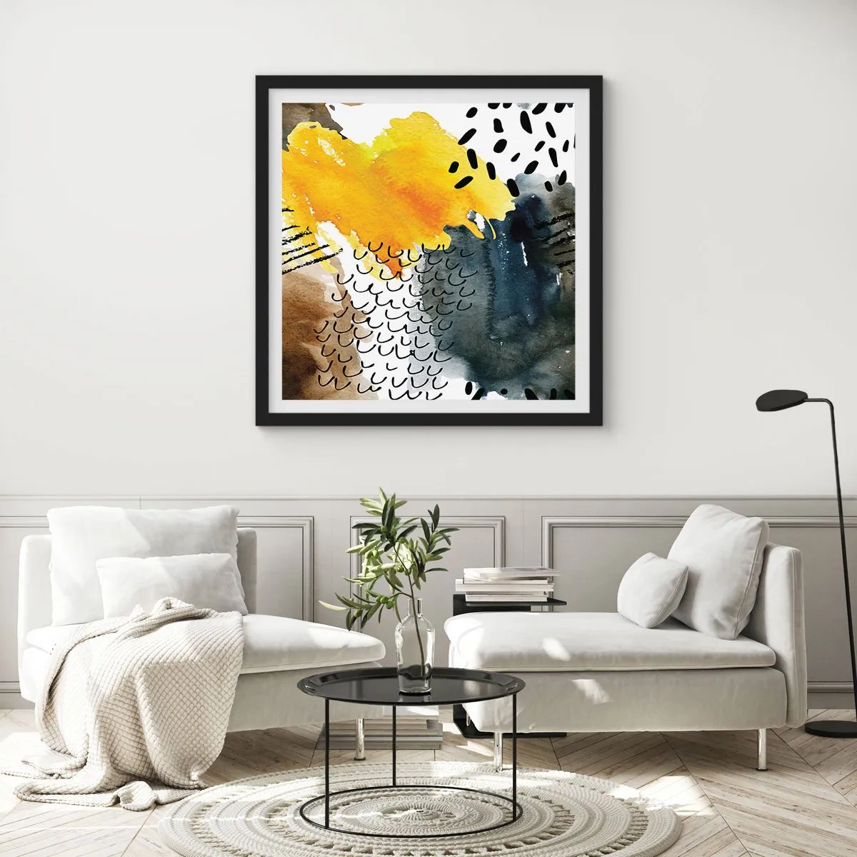 Plakat i sort ramme - Et møde mellem elementerne - 30x30 cm