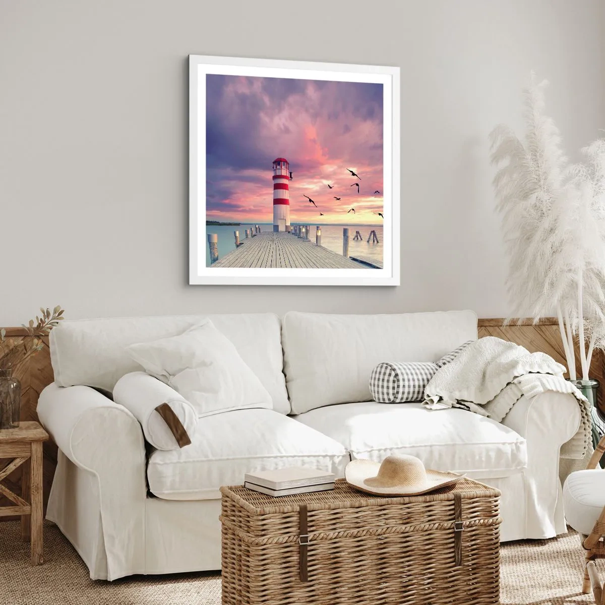 Plakat i hvid ramme - Det er tid til havnen - 40x40 cm