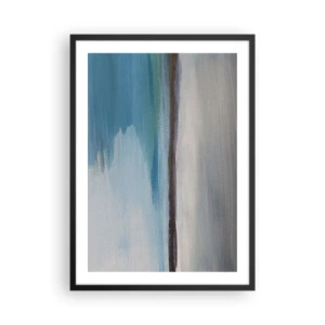 Plakat i sort ramme - Abstrakt landskab i blå og grå nuancer - 50x70cm - Horisontalt landskab - Moderne vægdekoration til stue og soveværelse ARTTOR