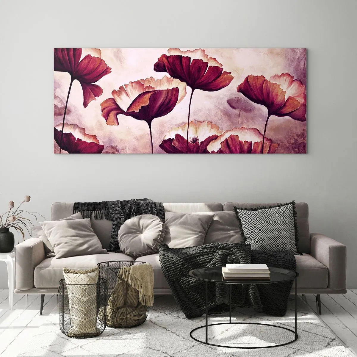 Billede på glas - Rød og hvid flage - 120x50 cm