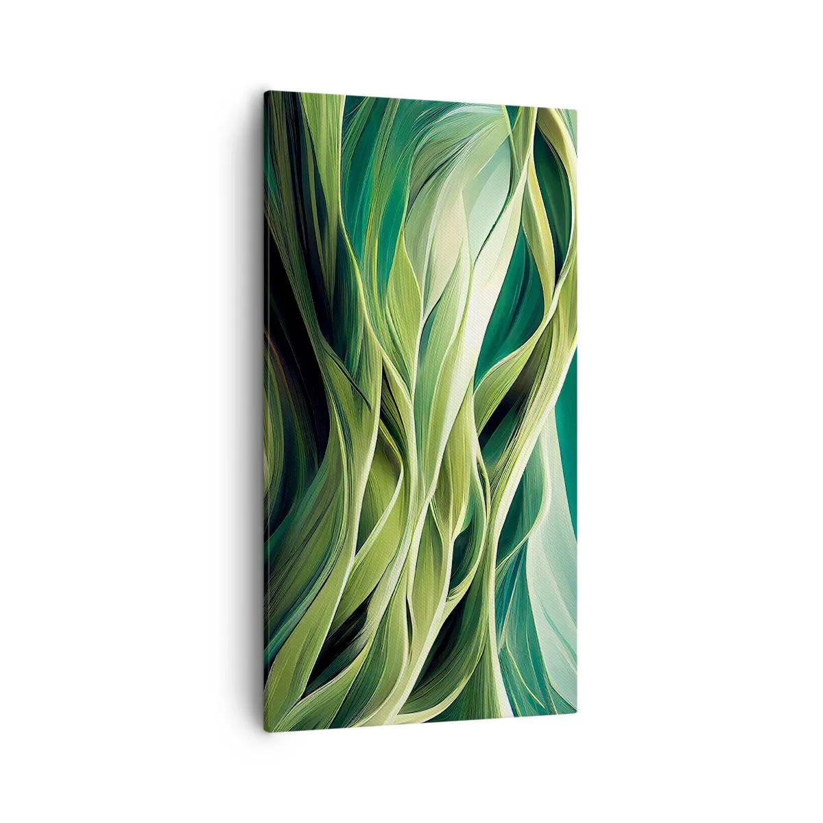 Lærredstryk - Billede på lærred - Et abstrakt spil med grønt - 55x100 cm