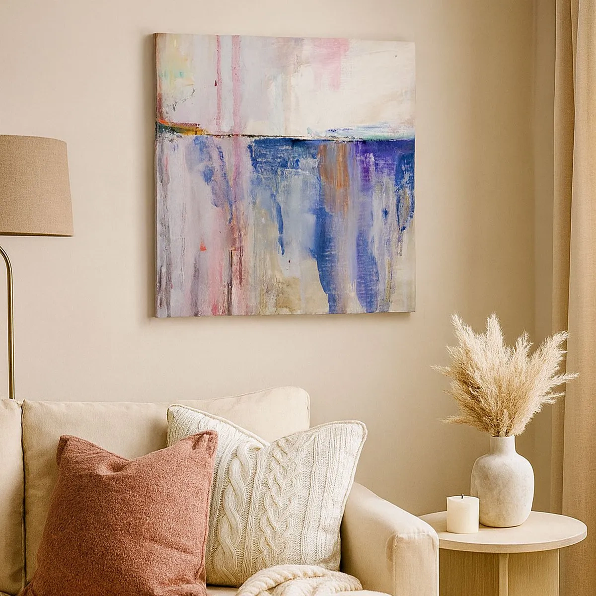 Lærredstryk - Billede på lærred - Farverige indtryk og associationer - 30x30 cm