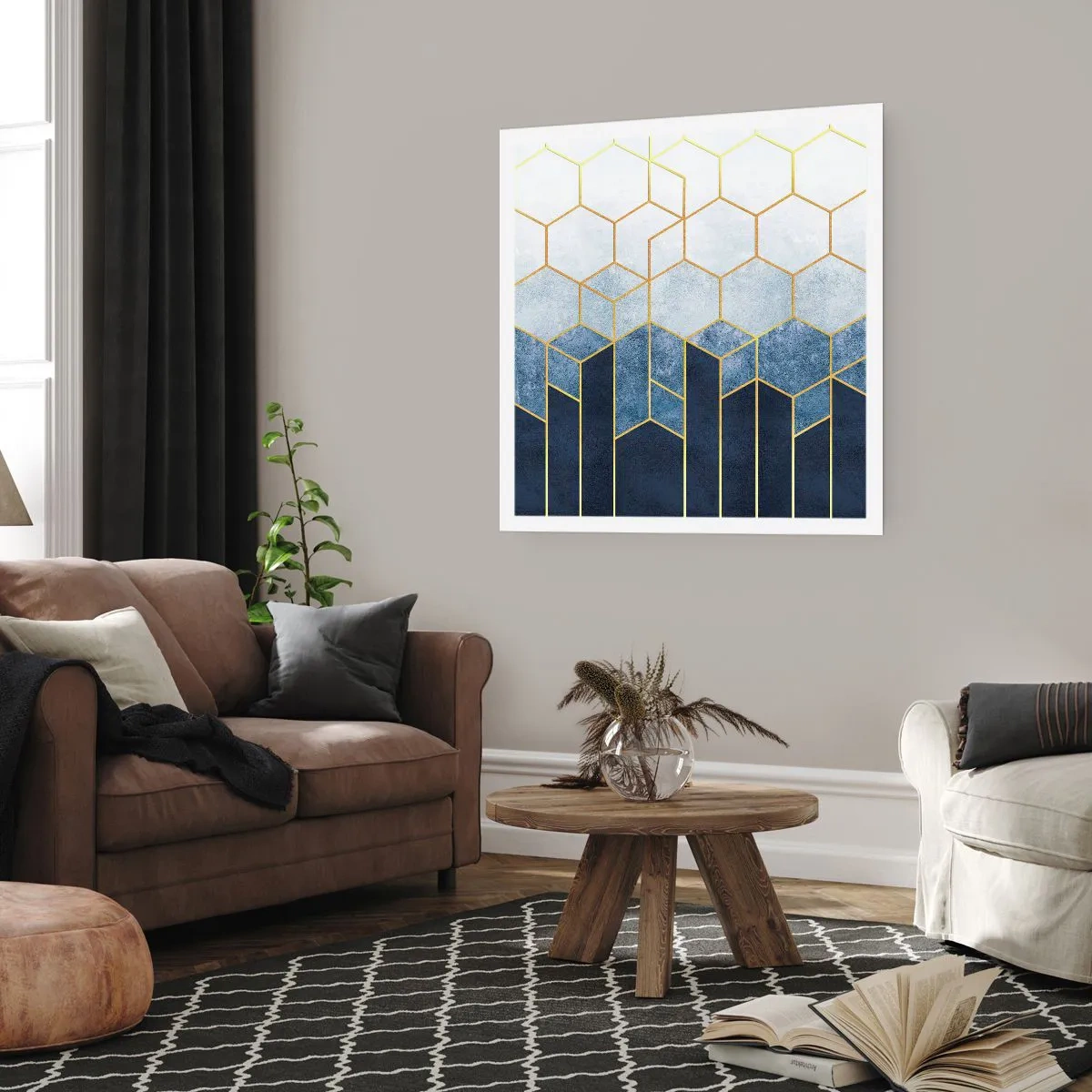 Plakat - Komposition i synkoperet rytme - 40x40 cm