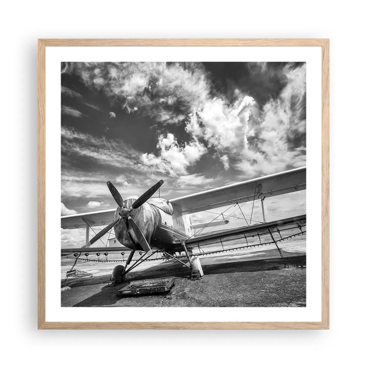 Plakat i ramme af lyst egetræ - Jeg kan ikke vente! - 60x60 cm