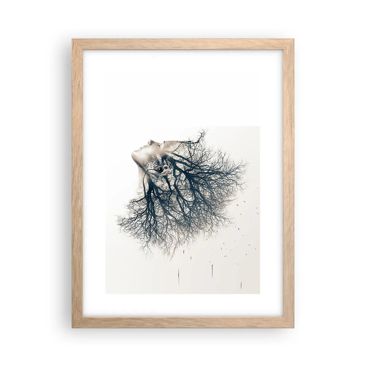 Plakat i ramme af lyst egetræ - Lyttede til træets hvisken - 30x40 cm