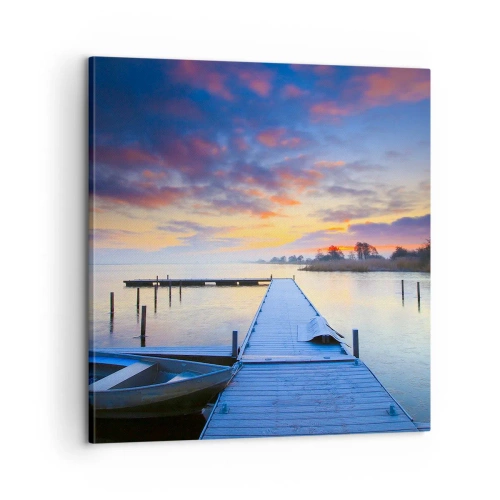 Lærredstryk - Billede på lærred - Violet-gylden sindsro - 60x60 cm