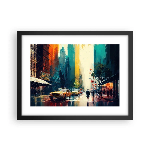 Plakat i sort ramme - New York - her er selv regnen farverig - 40x30 cm