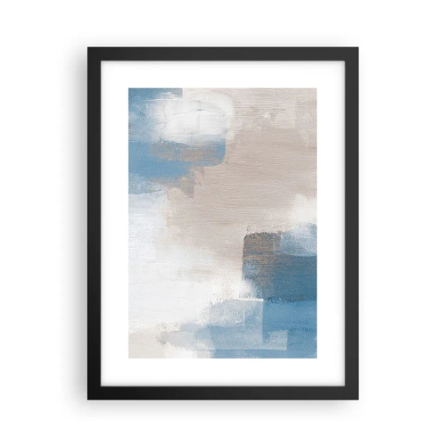 Plakat i sort ramme - Lyserød abstraktion bag et slør af blåt - 30x40 cm
