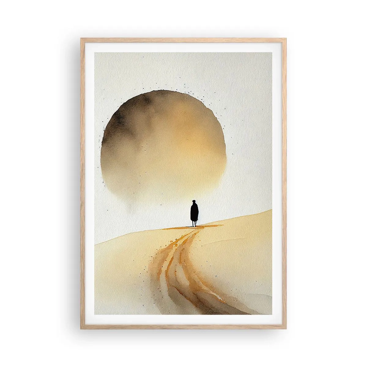 Plakat i ramme af lyst egetræ - Altid længselsfulde - 70x100 cm