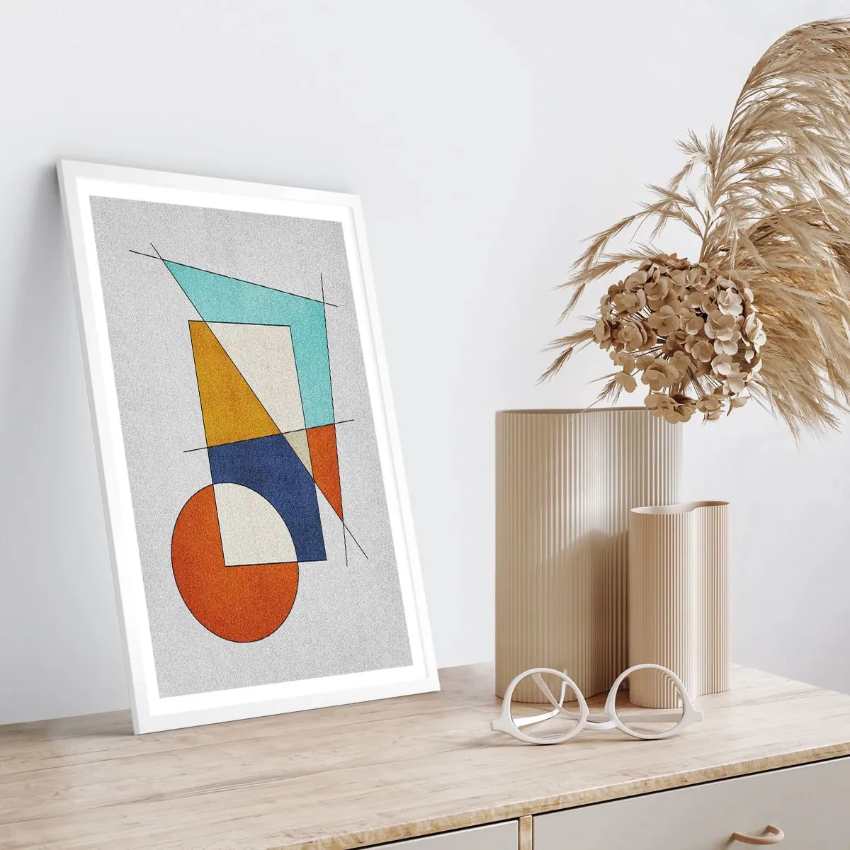Plakat i hvid ramme - Abstraktion: modernistisk leg - 70x100 cm