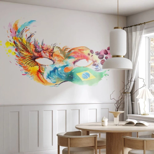 Fototapet Premium Canvas - Brasilien byder velkommen med samba - Hætte, Karneval, Abstraktion - 400x280 cm