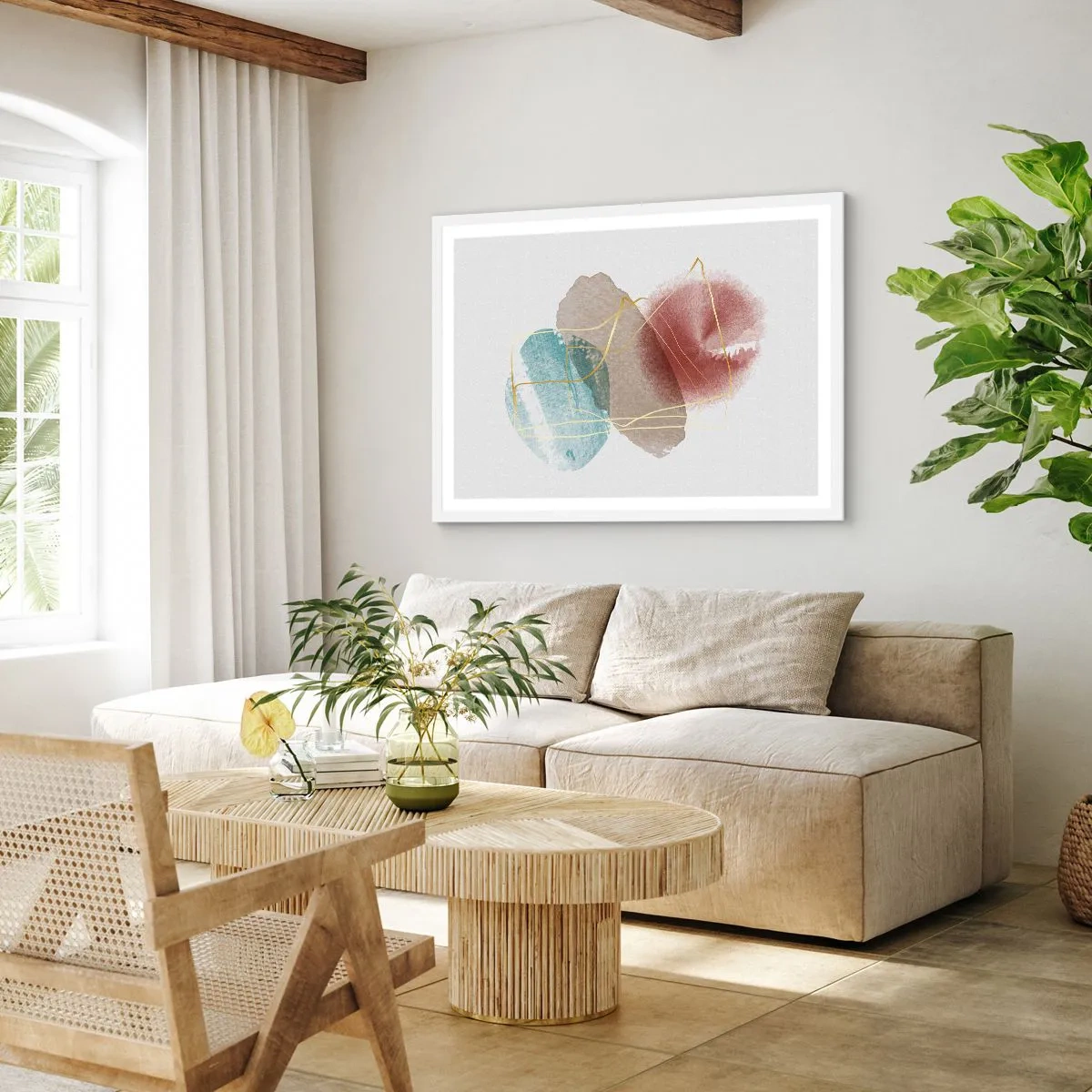 Plakat i hvid ramme - Rummets perler - 100x70 cm