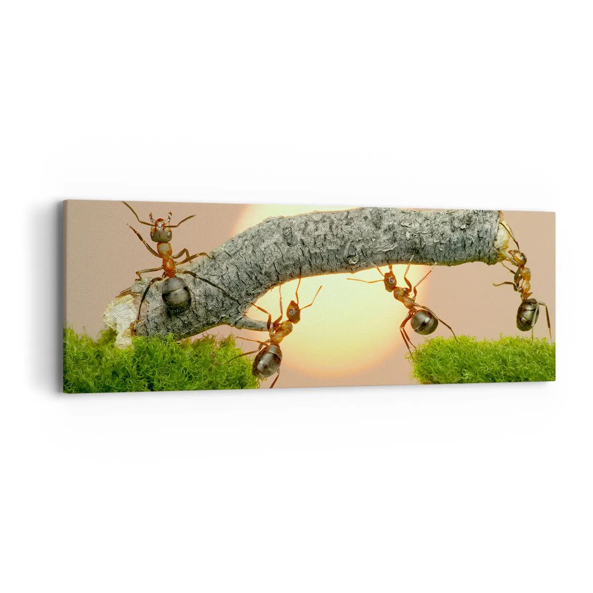 Lærredstryk - Billede på lærred - Glædeligt, fælles arbejde - 90x30 cm