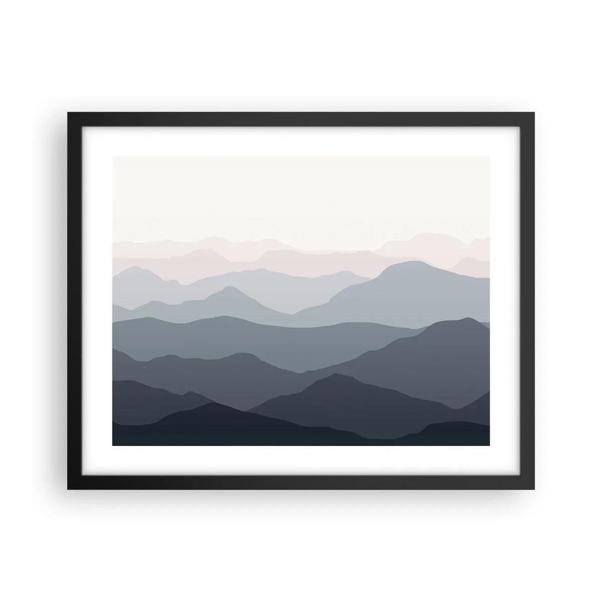 Plakat i sort ramme - Bølger af bjerge - 50x40 cm