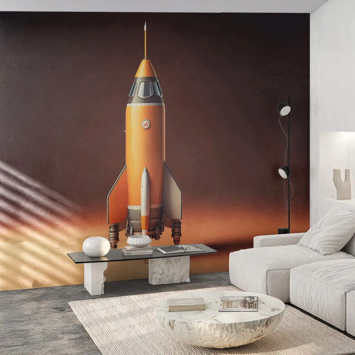 Fototapet Standard Eco - Det begynder med en drøm - En rumraket, Blyant, Videnskab - 350x256 cm