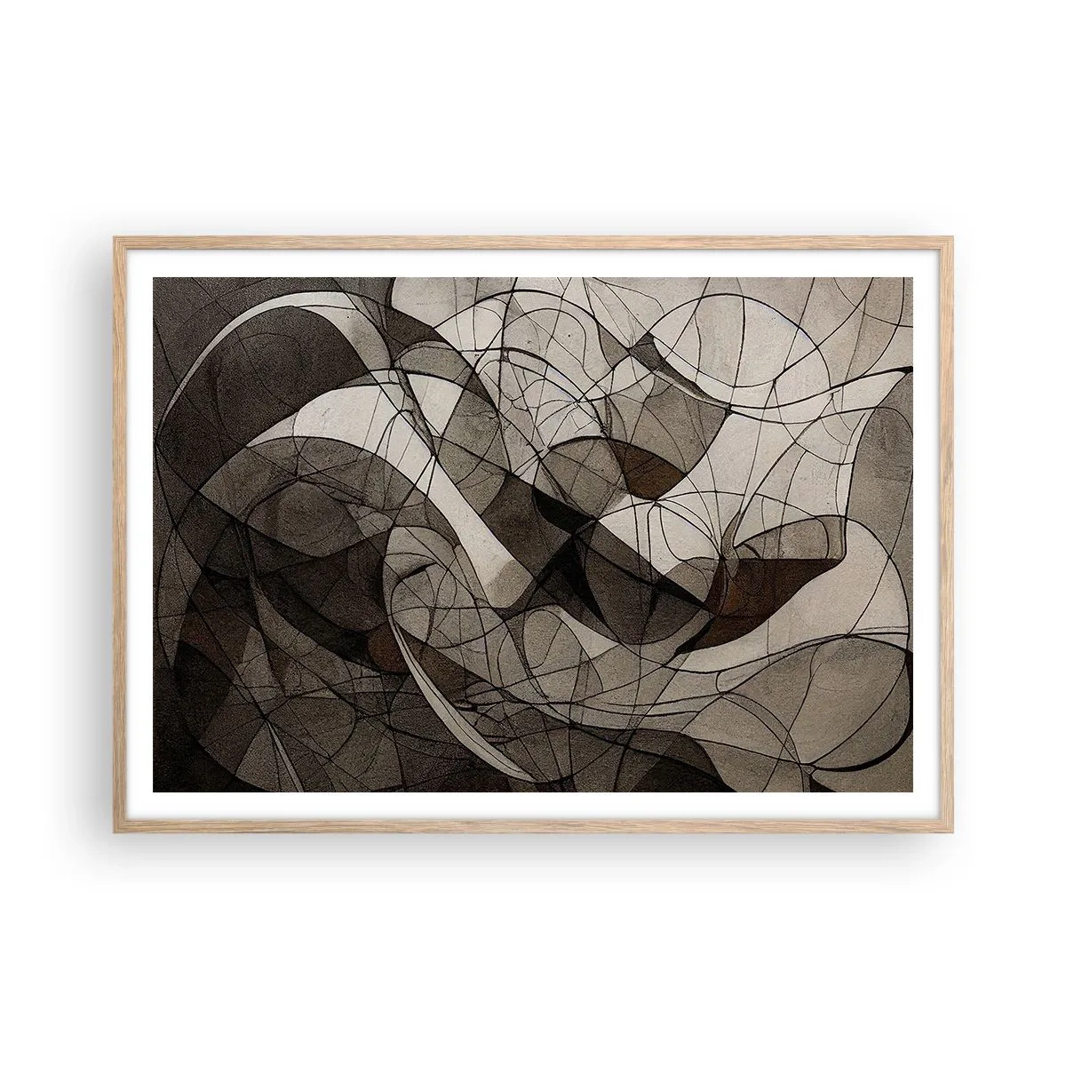 Plakat i ramme af lyst egetræ - Cirkulation af jordens farver - 100x70 cm