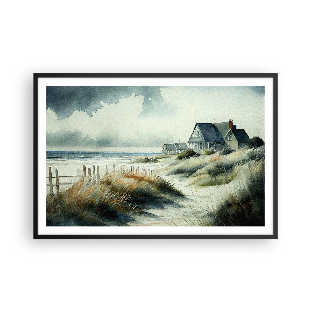 Plakat i sort ramme - Væk fra trængsel og travlhed - 91x61 cm
