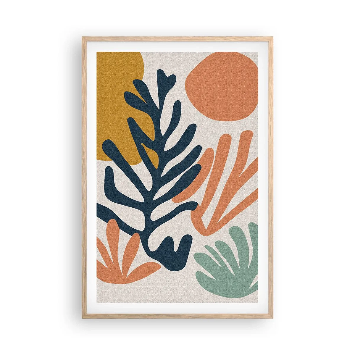 Plakat i ramme af lyst egetræ - Koralhav - 61x91 cm