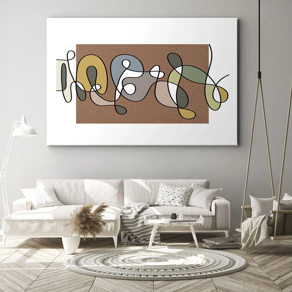 Lærredstryk - Billede på lærred - En abstraktion, der er værd at smile over - 100x70 cm