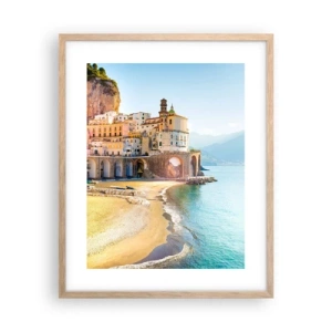 Plakat i ramme af lyst egetræ - En utrolig by - 40x50 cm