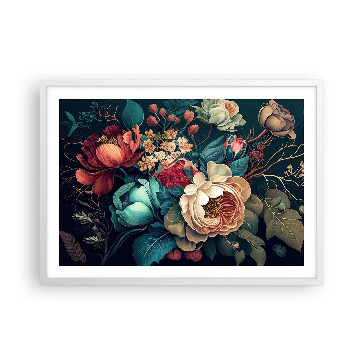 Plakat i hvid ramme - Charme fra det 19. århundrede - 70x50 cm