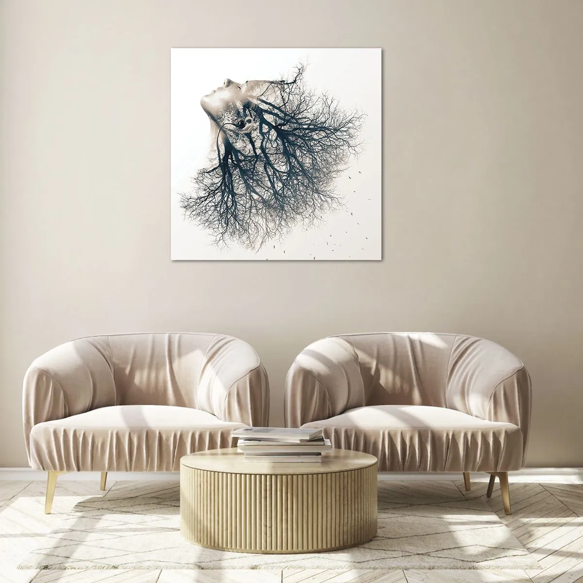 Billede på glas - Lyttede til træets hvisken - 70x70 cm