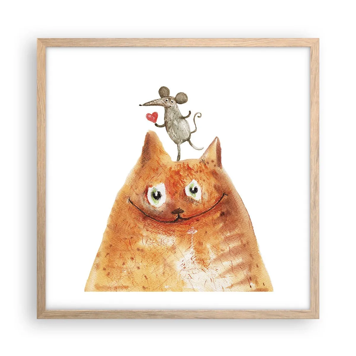 Plakat i ramme af lyst egetræ - Kærlighedens paradokser - 50x50 cm