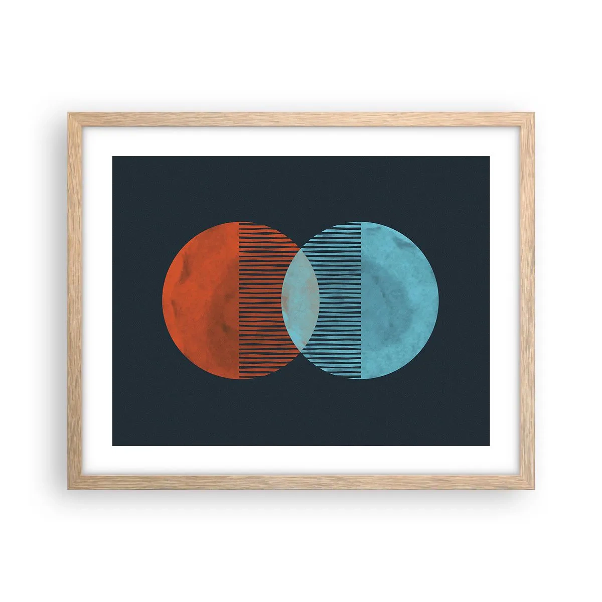 Plakat i ramme af lyst egetræ - Astronomisk fantasi - 50x40 cm