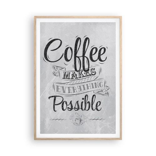 Plakat i ramme af lyst egetræ - Hvordan man ikke elsker kaffe - 70x100 cm