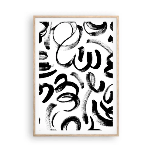 Plakat i ramme af lyst egetræ - I sort og hvidt - 70x100 cm