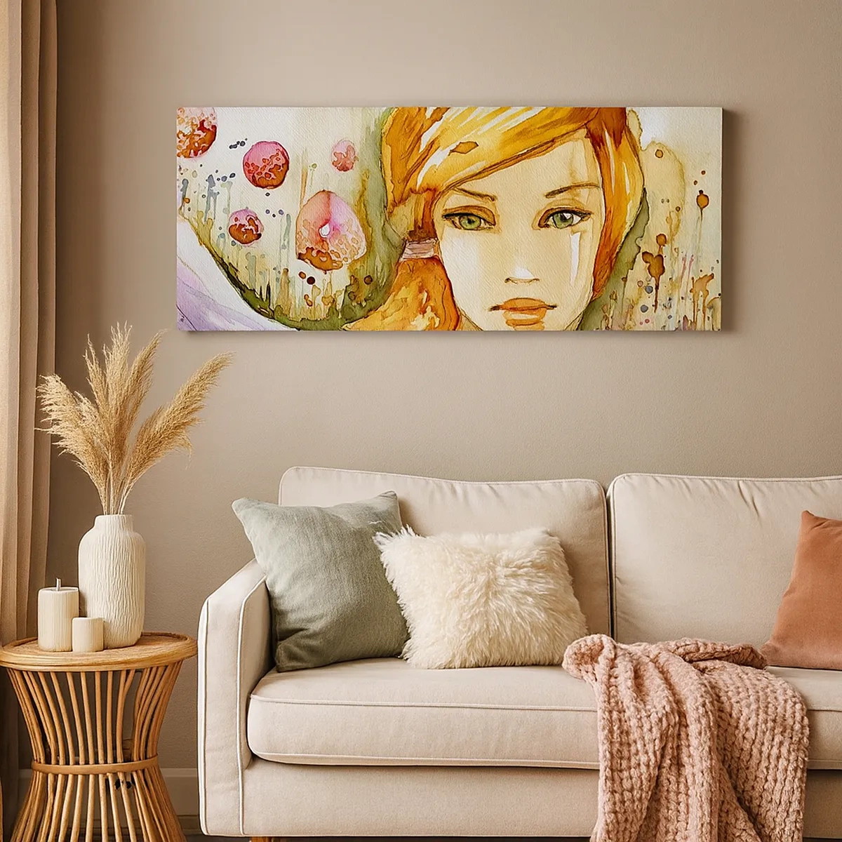 Lærredstryk - Billede på lærred - Smaragdblikket, der dulmer vreden - 30x30 cm