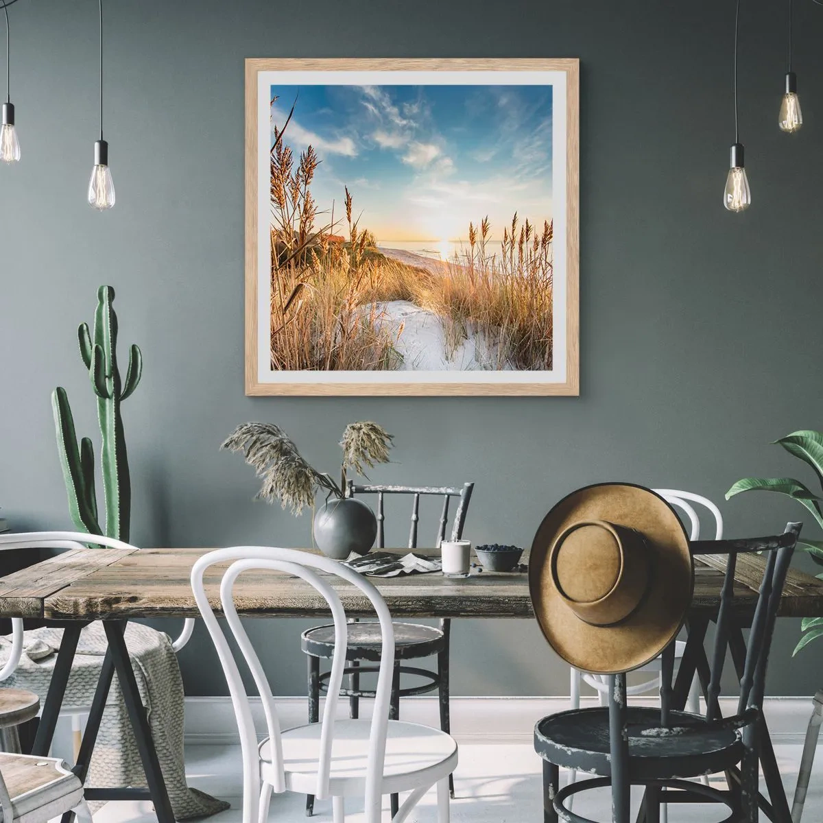 Plakat i ramme af lyst egetræ - Nordstrand - 50x50 cm