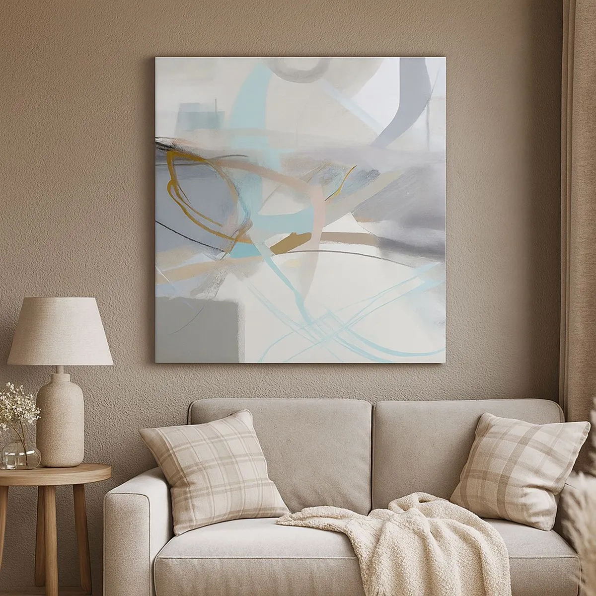 Lærredstryk - Billede på lærred - Tågeagtig abstraktion - 30x30 cm