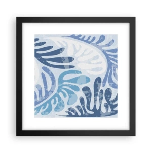 Plakat i sort ramme - Blå bregner - 30x30 cm