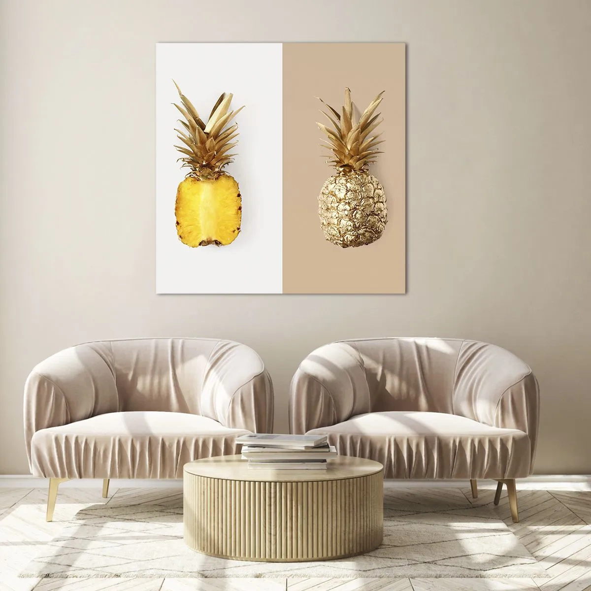 Billede på glas - Ananas til os - 30x30 cm