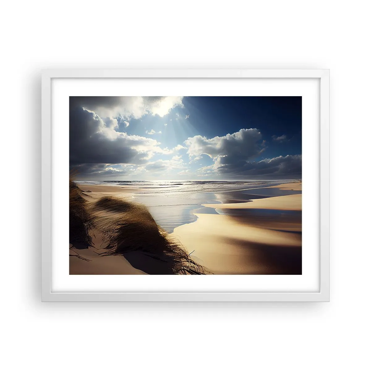 Plakat i hvid ramme - Strand, vild strand - 50x40 cm